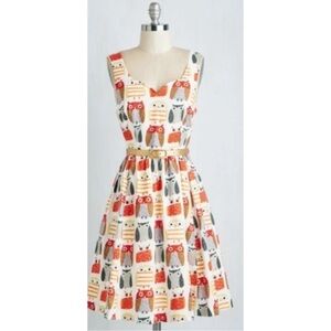 Bea & Dot by ModCloth Quirk Things Out Owl Print Retro Dress Size 2X